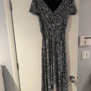 DKNY Black and White Polka Dot Midi Dress size 4